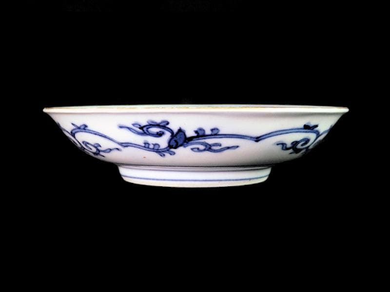 大聖寺伊万里　金襴手　窓絵　松竹梅に牡丹の図　４寸皿　３枚　D640AS-CEi