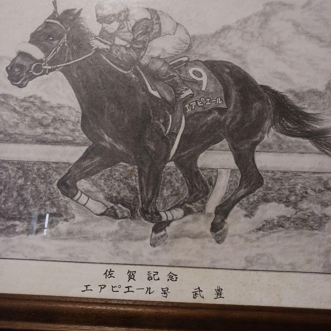 競馬　鉛筆画　エアーピエール号　武豊　鉛筆画　栗東競馬