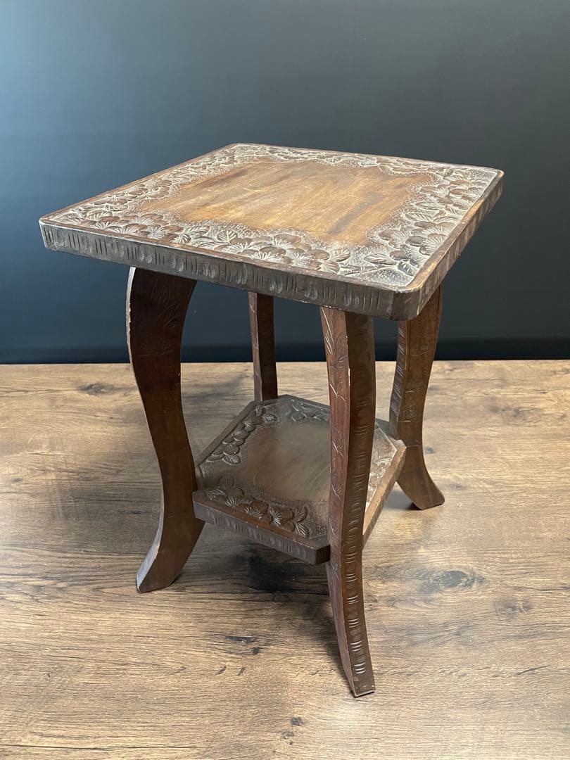 和製ビンテージ 伝統工芸 軽井沢彫り サイドテーブル　花台