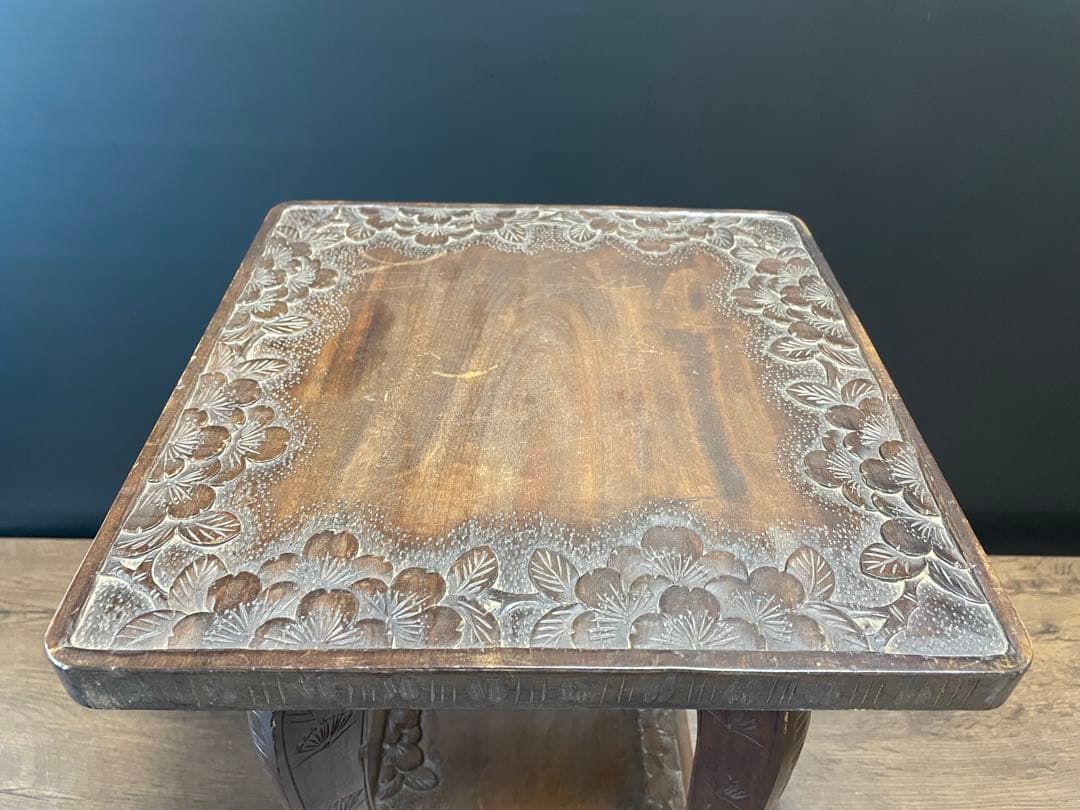 和製ビンテージ 伝統工芸 軽井沢彫り サイドテーブル　花台