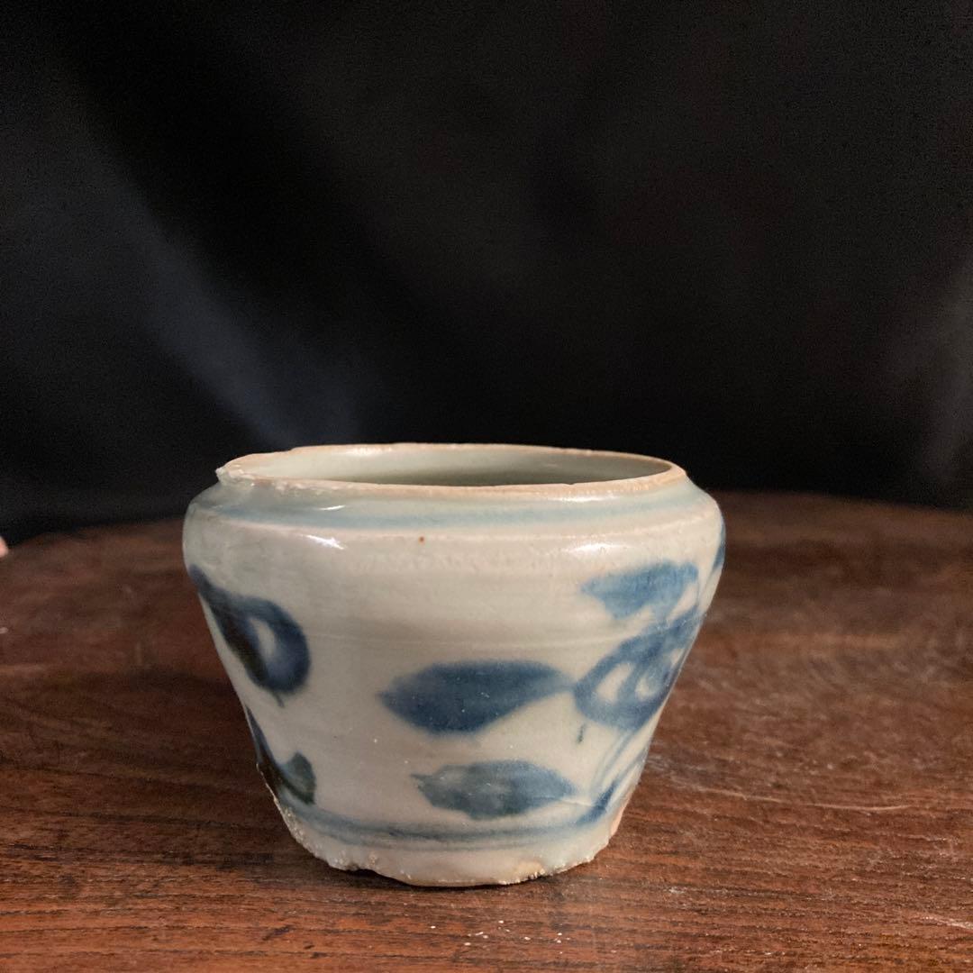 新春赤札セール❗️【ギャラリー三益】古美術　元〜明初染付　芙蓉紋共蓋小壺