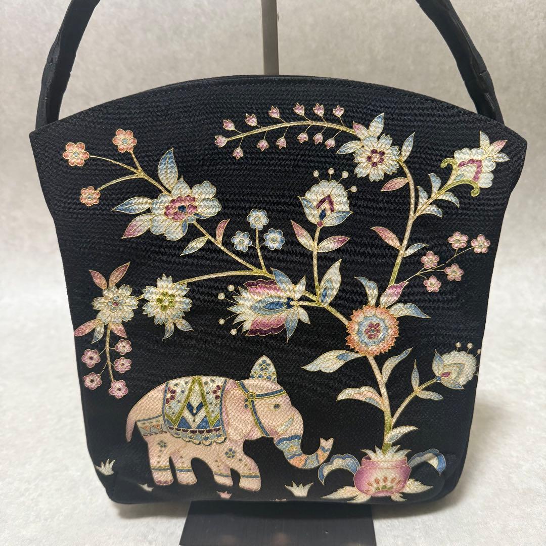 【新品未使用】希少　京都岡重　OKAJIMA 岡島和装バッグ　象　京友禅　シルク