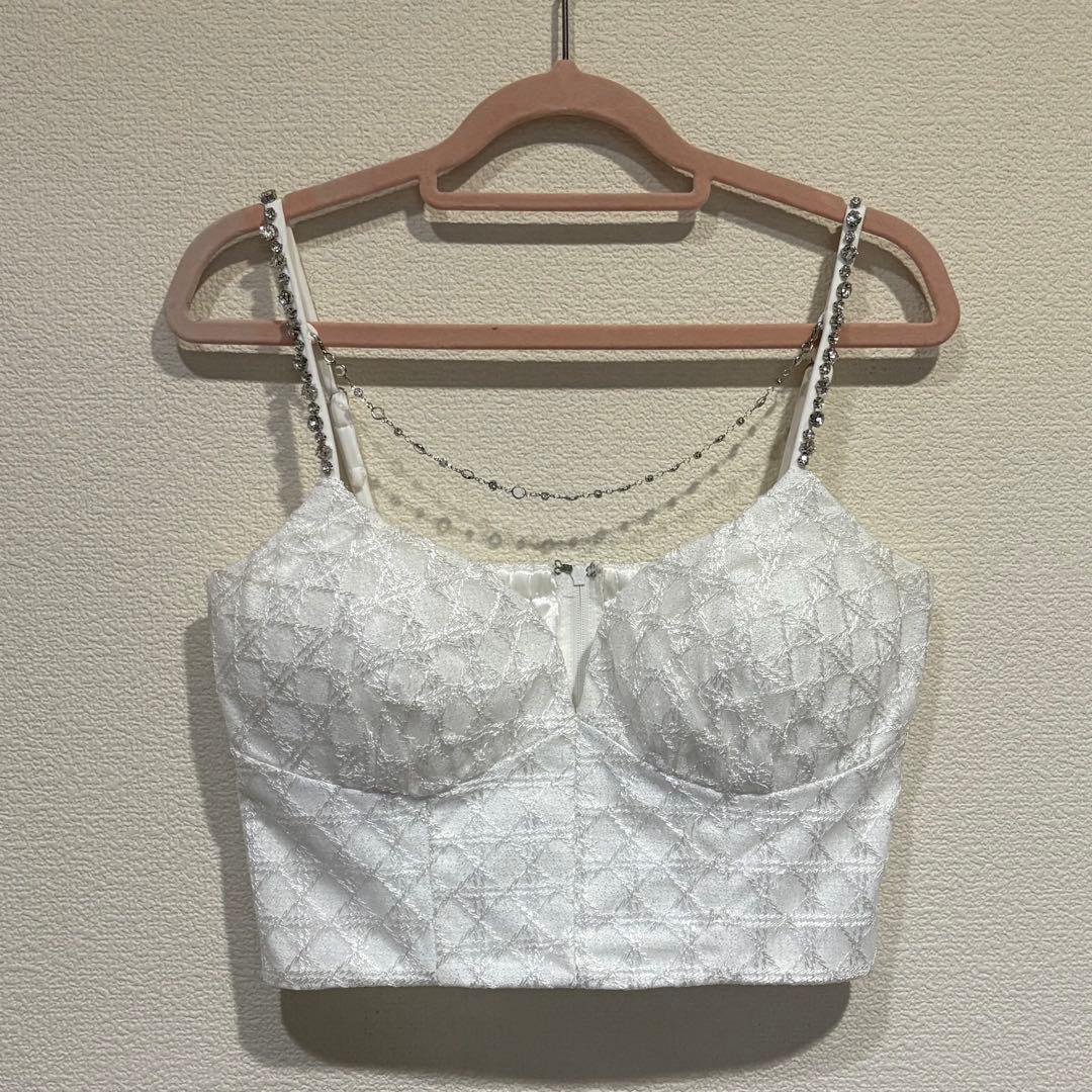 Robe de Fleurs Glossy ホワイトミニドレス