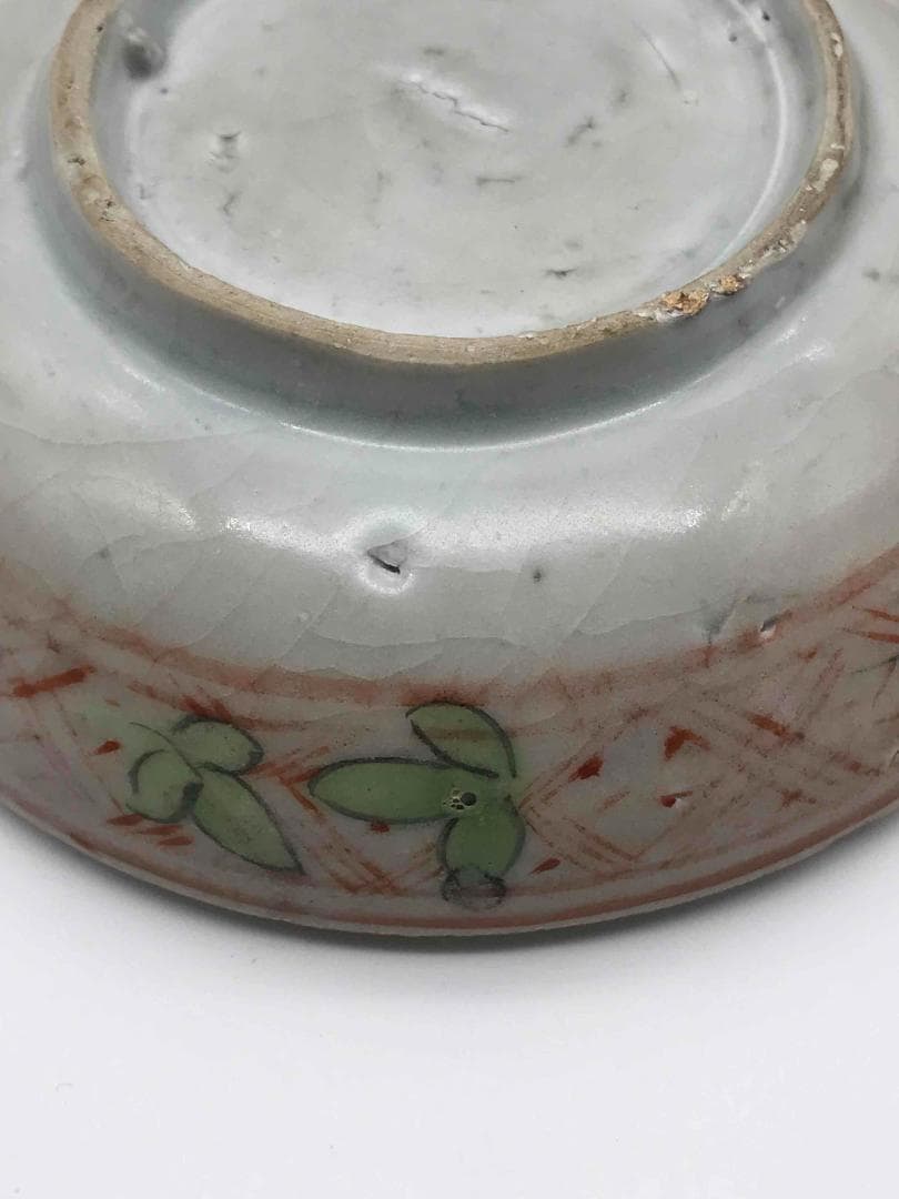 明時代　紅綠彩祥瑞蓮池花卉文　五彩印泥合子　香盒　香合　茶道具(C-37)