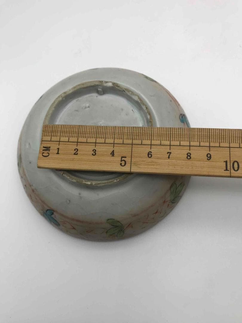 明時代　紅綠彩祥瑞蓮池花卉文　五彩印泥合子　香盒　香合　茶道具(C-37)