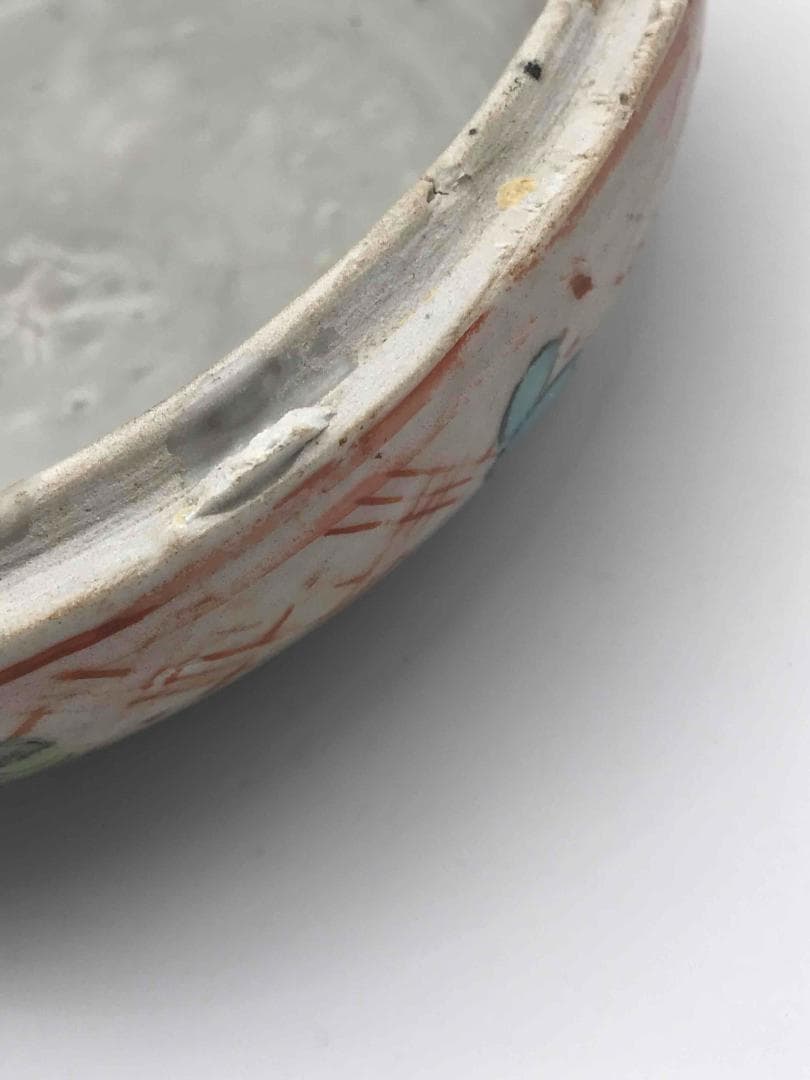 明時代　紅綠彩祥瑞蓮池花卉文　五彩印泥合子　香盒　香合　茶道具(C-37)