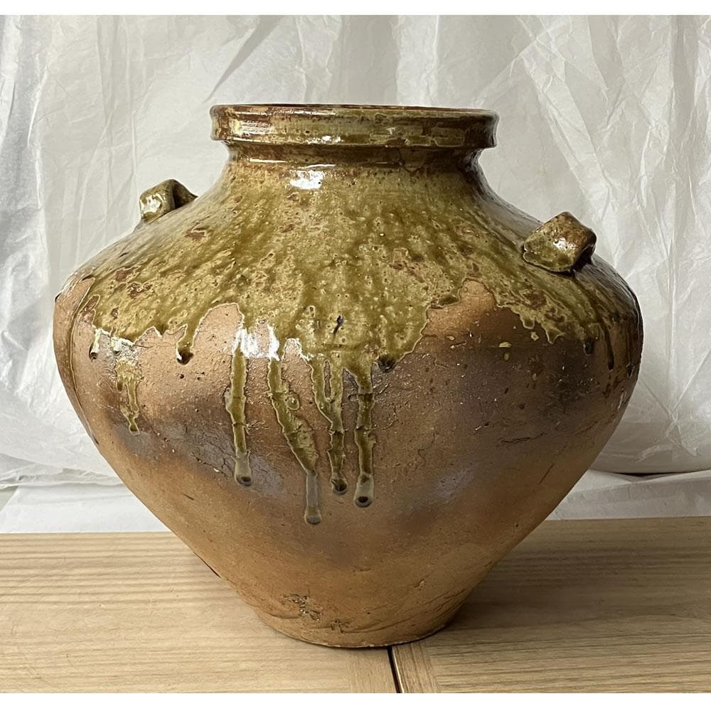 s033 沢田重治 常滑焼 耳付 壷 共箱 澤田重治 花器 壺