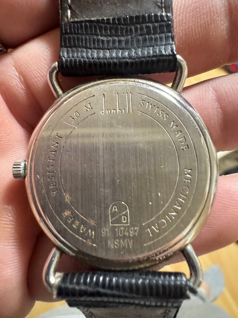 ダンヒル センテナリー スモールセコンド 手巻き SS/レザー腕時計　動作確認済