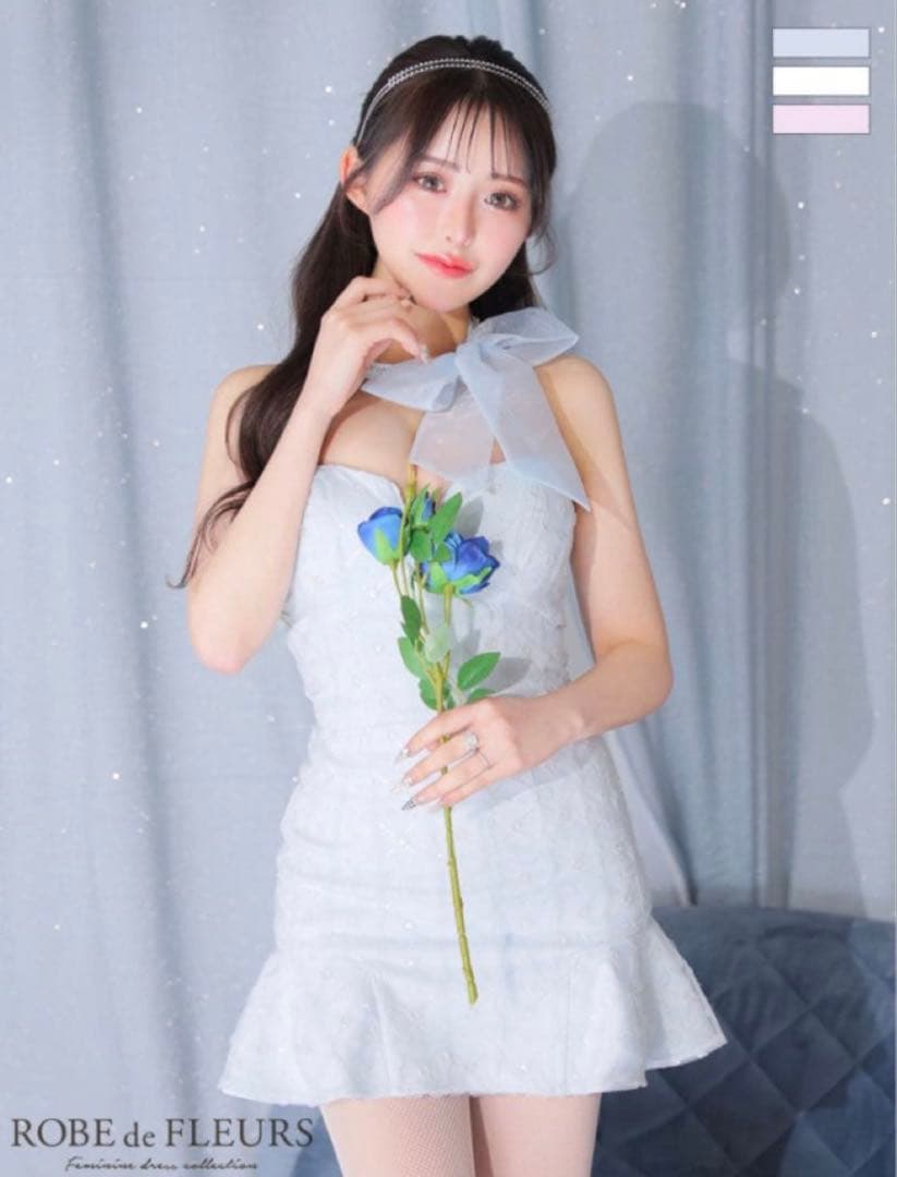 ROBE de FLEURS ブルーミニドレス