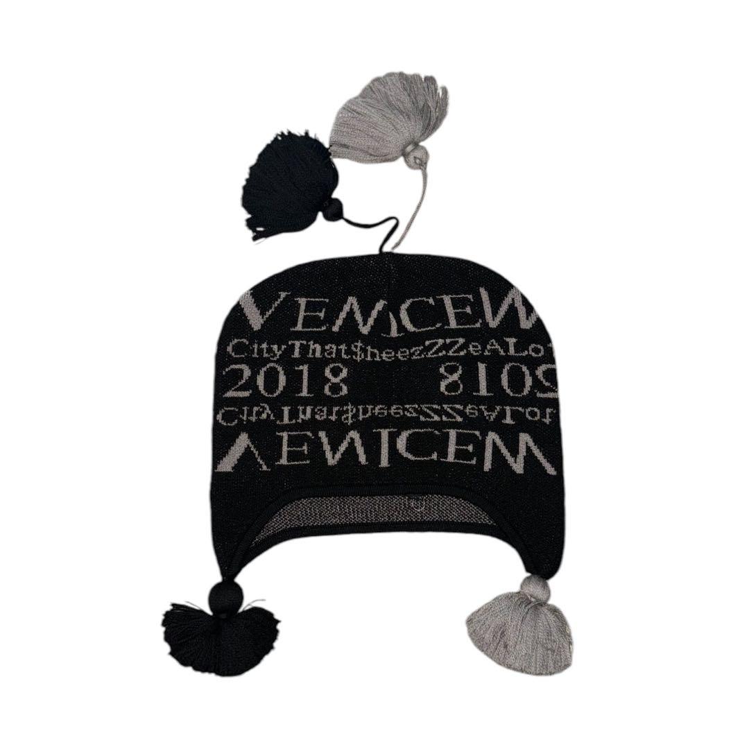 VeniceW ブラック×グレー　ニット帽子