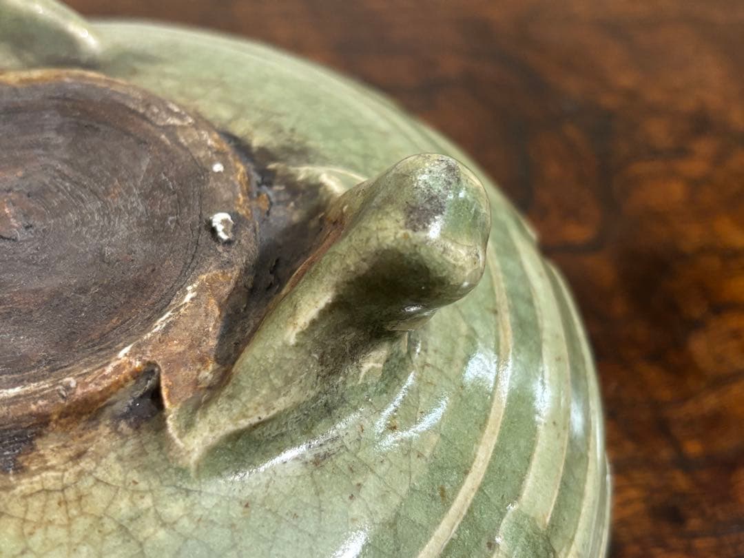 完品!　明時代　龍泉窯青磁香炉　七官青磁 　　(検)唐物 中国古玩 骨董 香爐