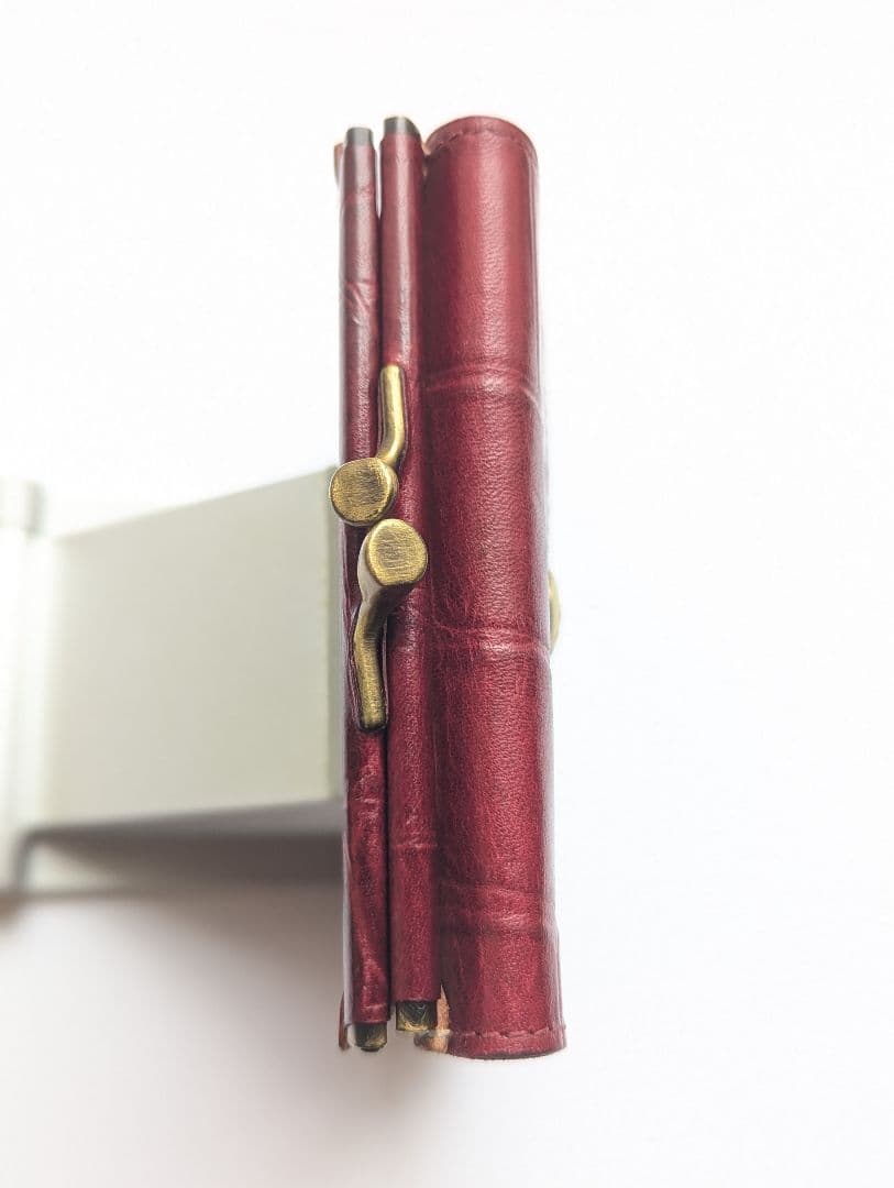 イルビゾンテ がま口【ボルドー×ヌメ】クロコ型押 バイカラー 美品 希少 男女兼