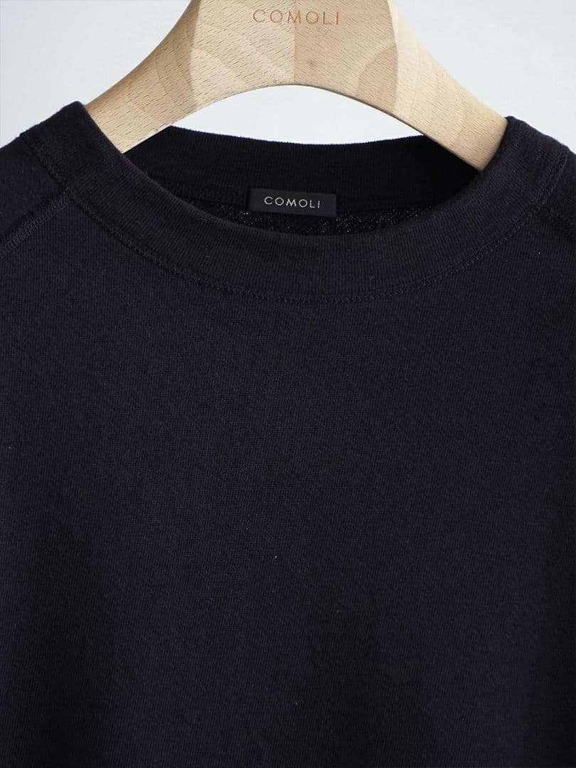COMOLI LWコットン裏毛 半袖クルー コモリ サイズ2 ブラック