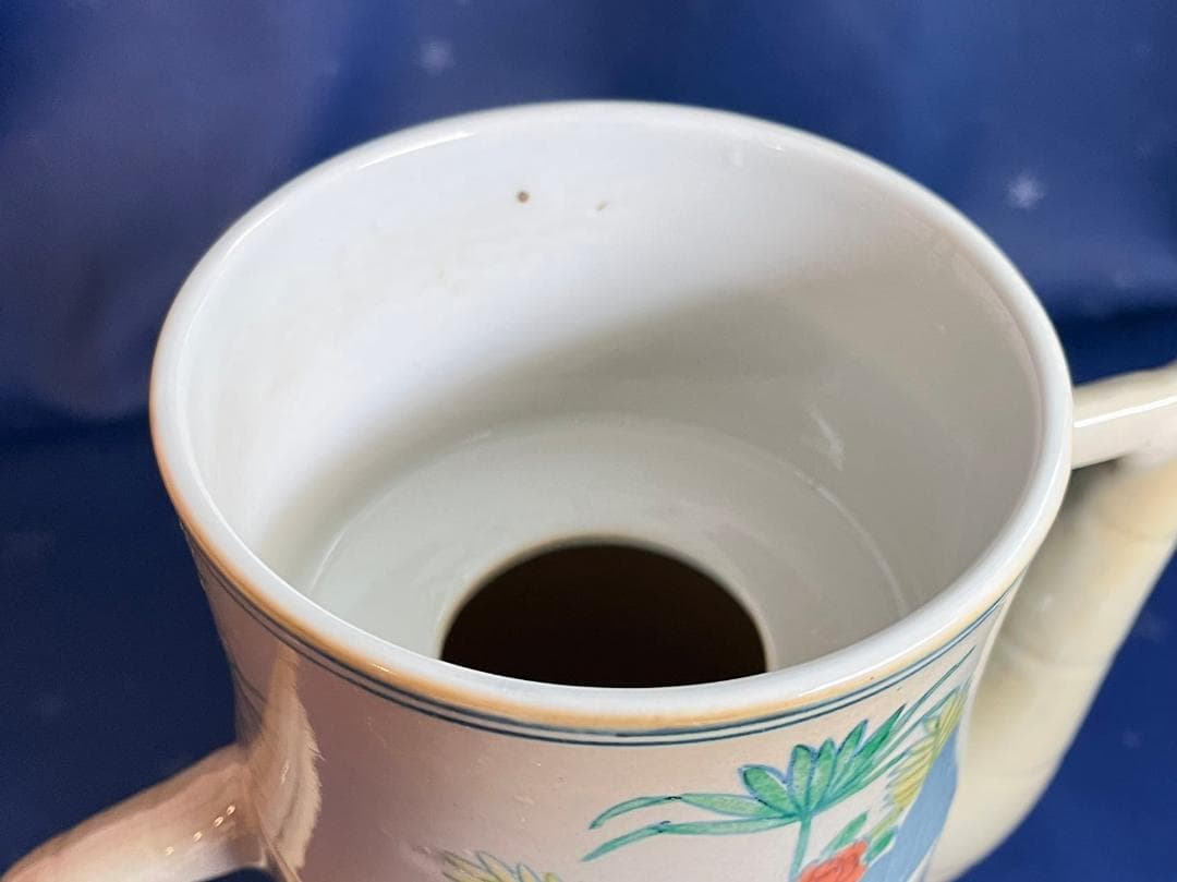 中国古玩 大清乾隆年製 鶏草花紋 茶器 水差し 置物 高さ約26.3cm 時代物