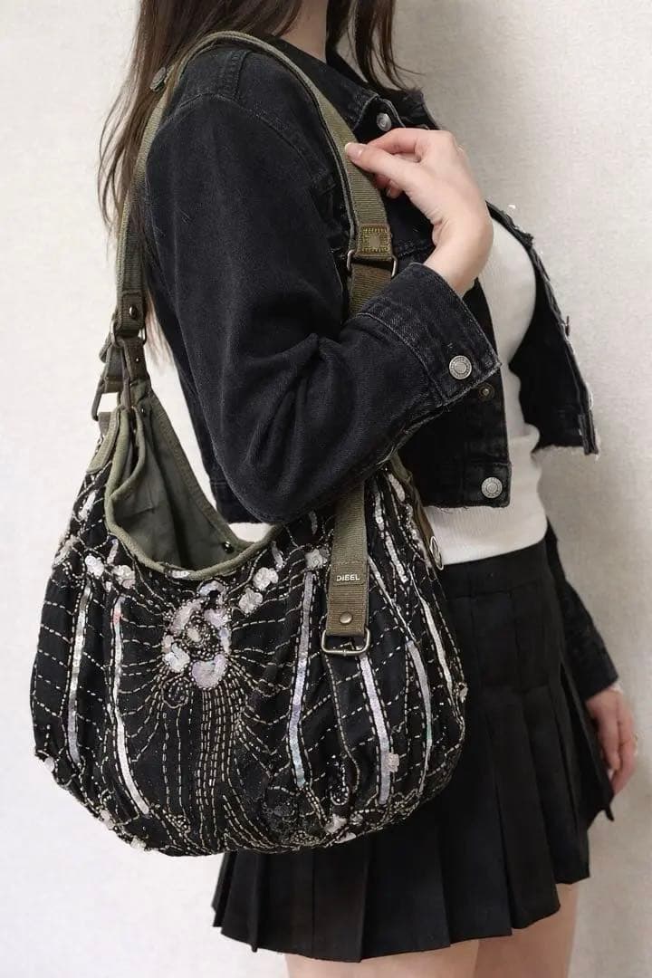 【00s✨y2k】レア　DIESEL ディーゼルショルダーバッグスパンコール刺繍