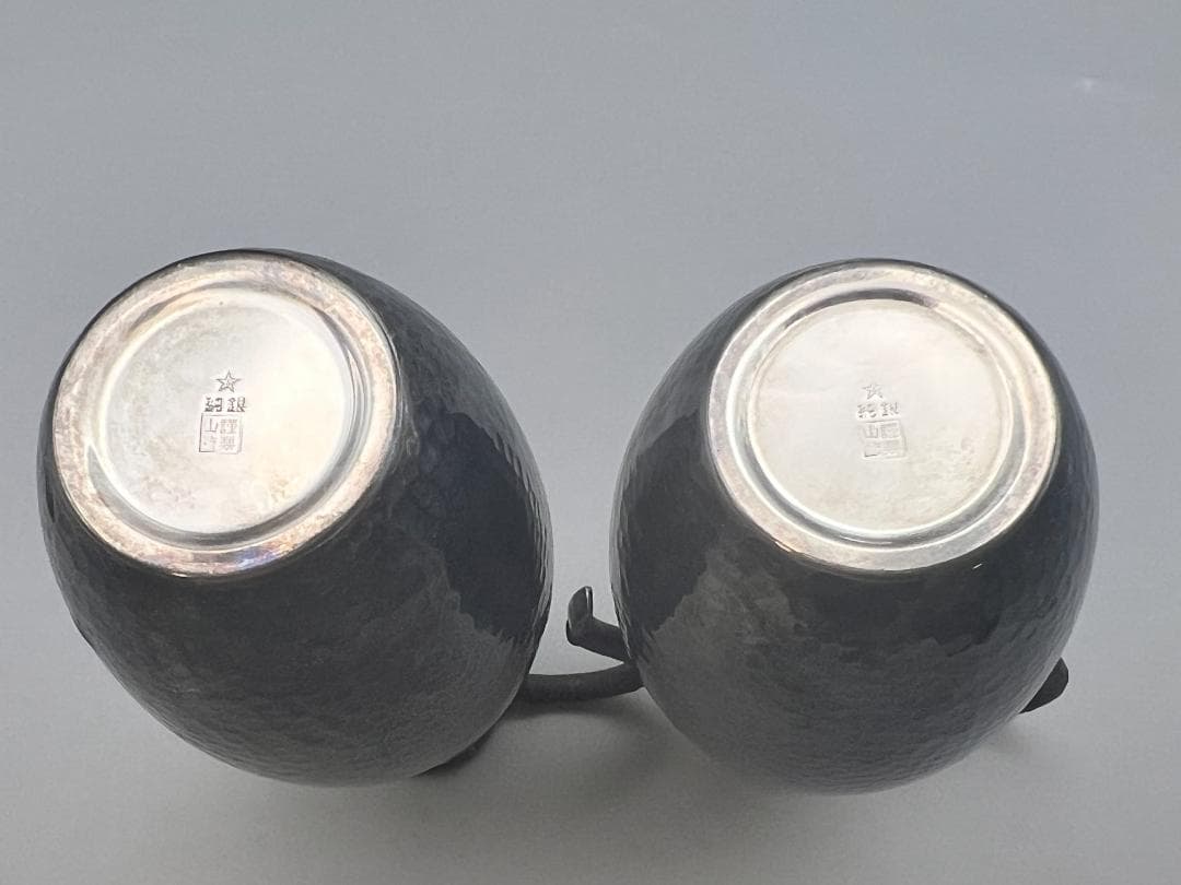 【海】山崎謹製　酒器セット　純銀製　徳利＆お猪口(ぐい呑)　総重量約284.5ｇ