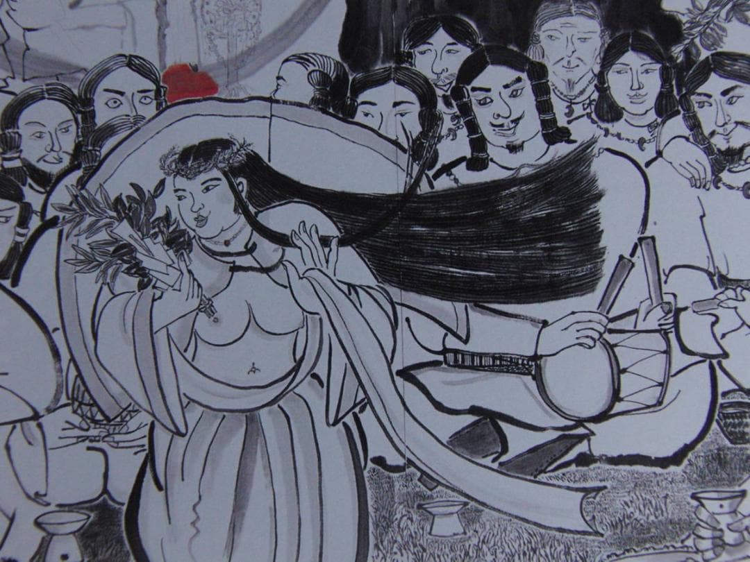 向原常美、【天岩戸開】、希少な額装用画集より、新品額装付、状態良好