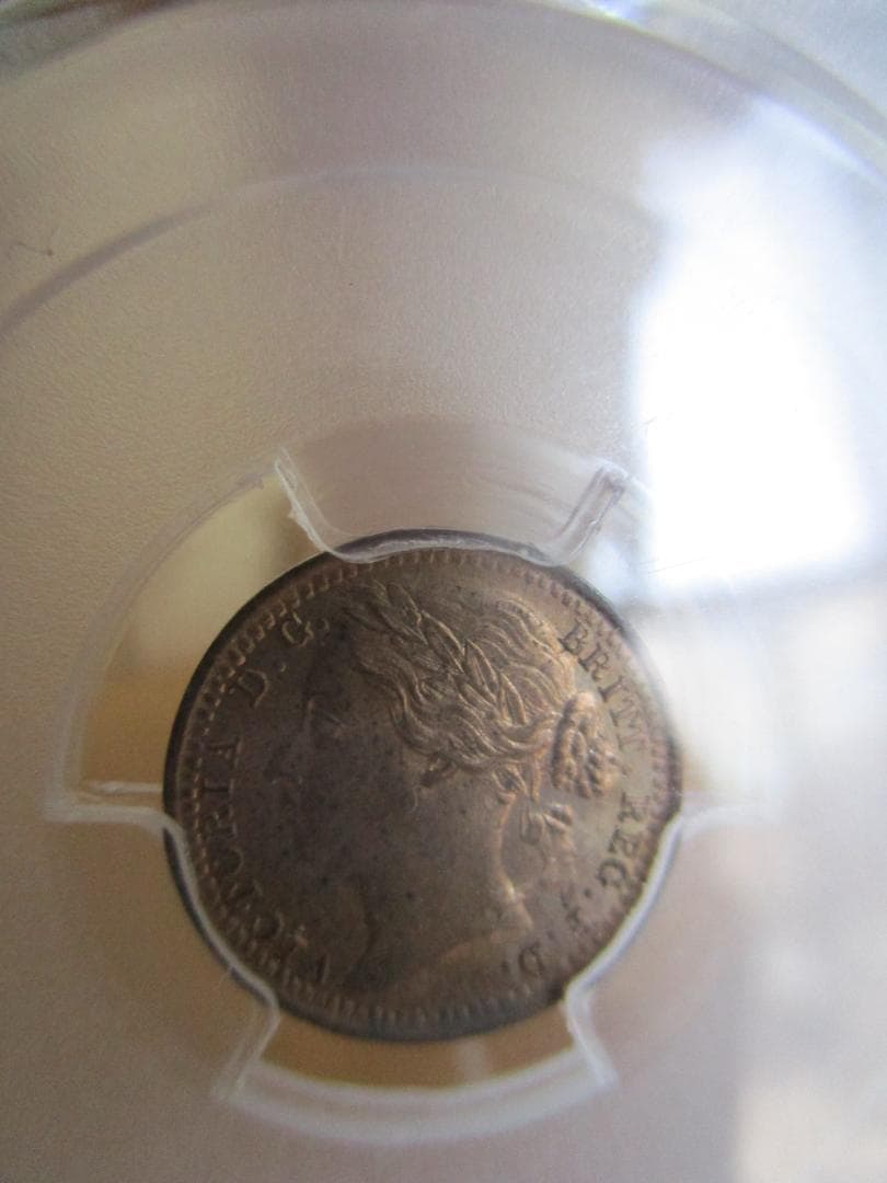 ヴィクトリア女王　1/3 ファージング　銅貨　1881年　PCGS　MS63RB