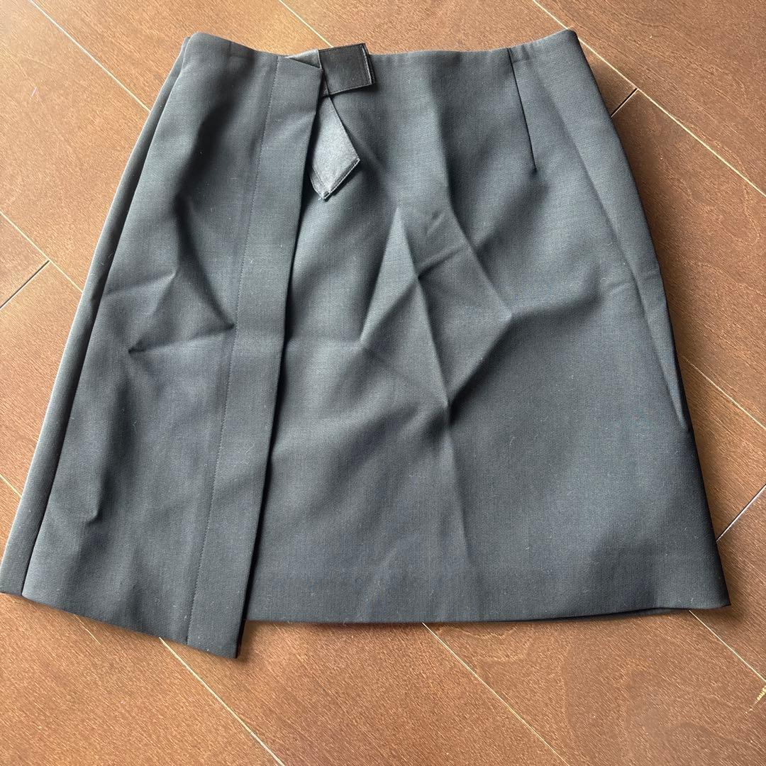 美品！フォクシー　ウール膝丈リボンデザインスカート ブラック