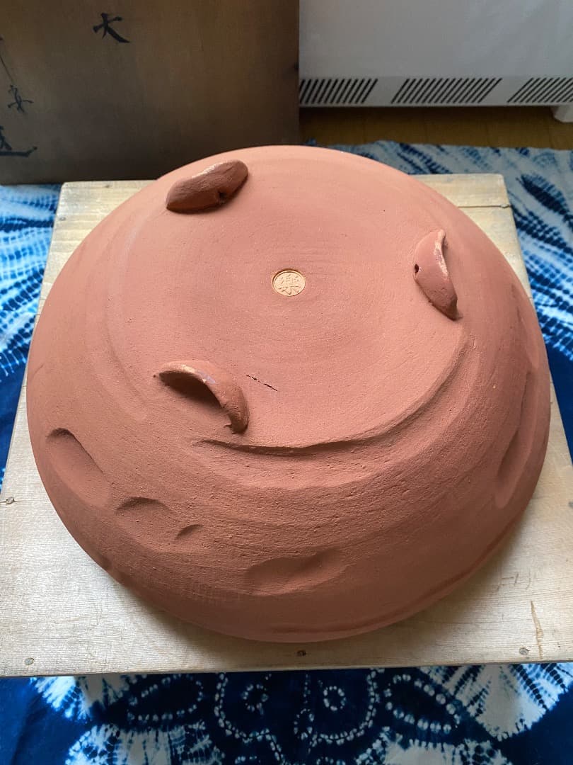 お値下げ中　茶道具　平安　松寿造　筋半田、巴半田一双　赤楽