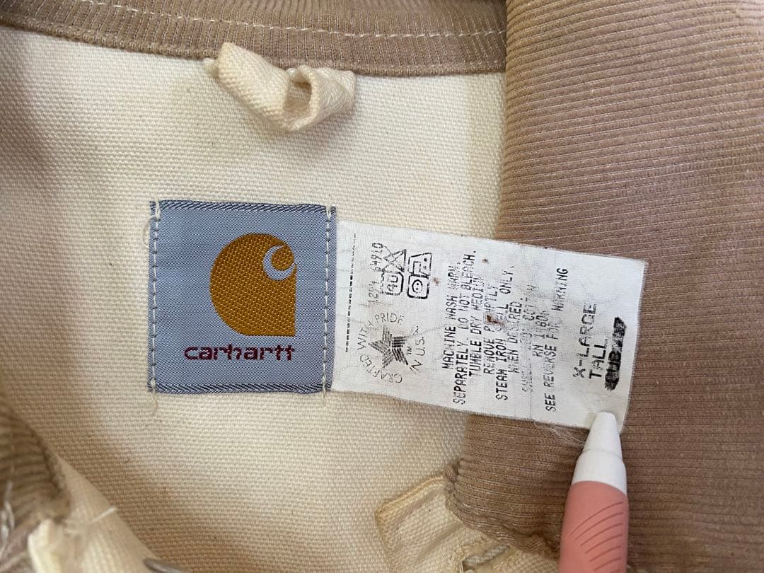 カーハート　XL Carhartt White キャンバス×コーデュロイ