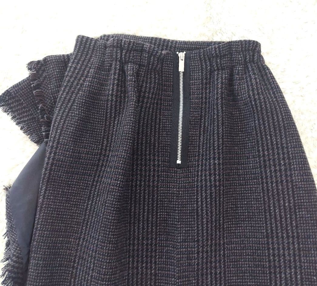 Sacai サカイ ウール　アシンメトリースカート グレンチェック　３