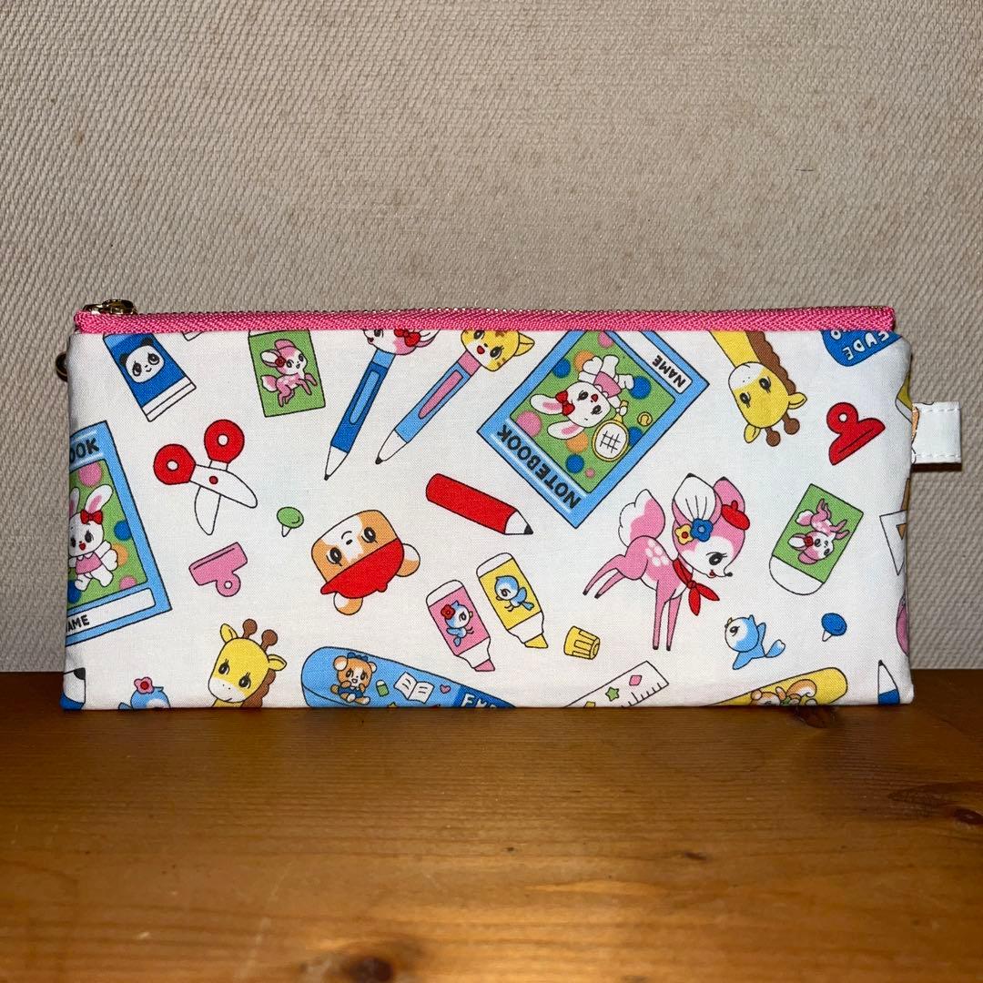 ★219★文房具柄〈白〉ペンケース☆ハンドメイド