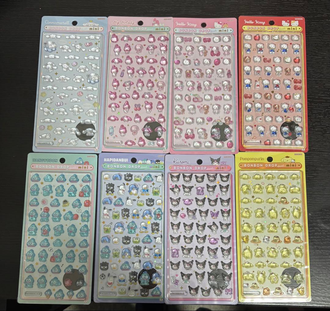 <国内正規品> サンリオ ボンボンドロップシールmini 8枚コンプリートセット