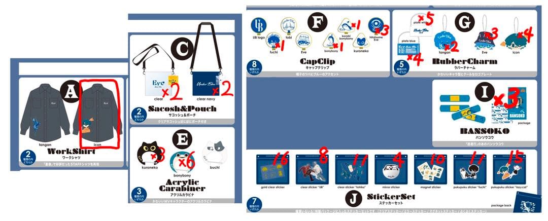 Eveグッズ(くじ)まとめ売り　お茶会〜UnderBlueまで