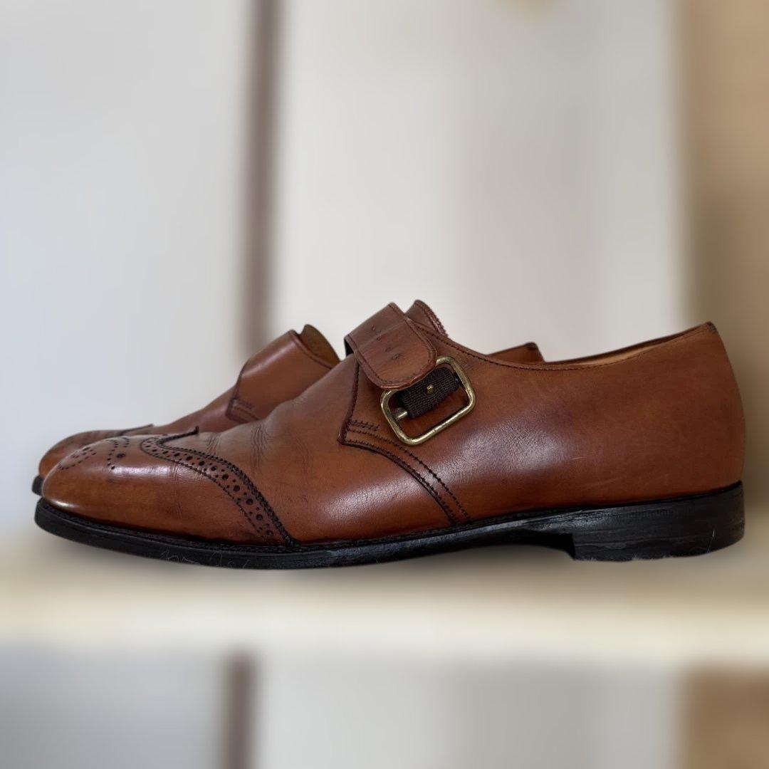 エドワードグリーン　ウィングチップモンクストラップシューズ　ブラウン６D