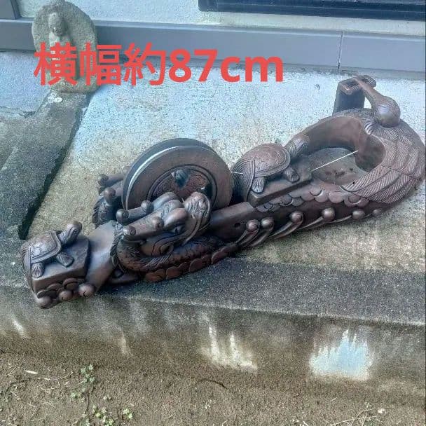 墨壺　大型　飾り墨壺　龍　亀　木彫　木製　アンティーク　ハ10