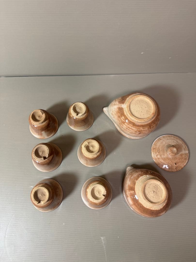 2865 萩焼　茶器セット　宝瓶1客　湯冷し1客　湯呑6客　未使用
