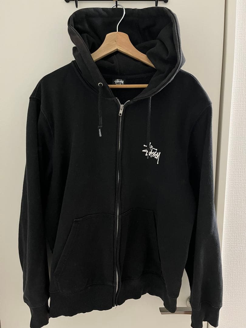 Stussy ブラック ジップアップパーカー M