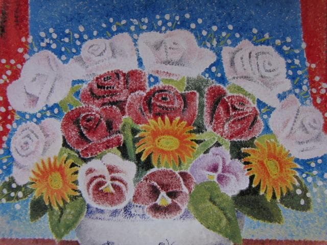 高田誠、「窓の花」、希少な額装用画集より、新品高級額装付