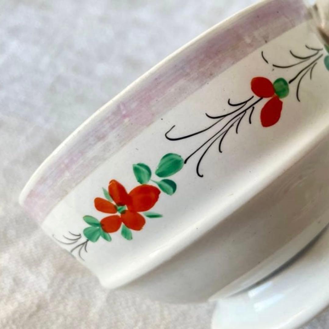 クレイユモントロー 花柄ブイヨンボウル スーピエール　フランスアンティーク