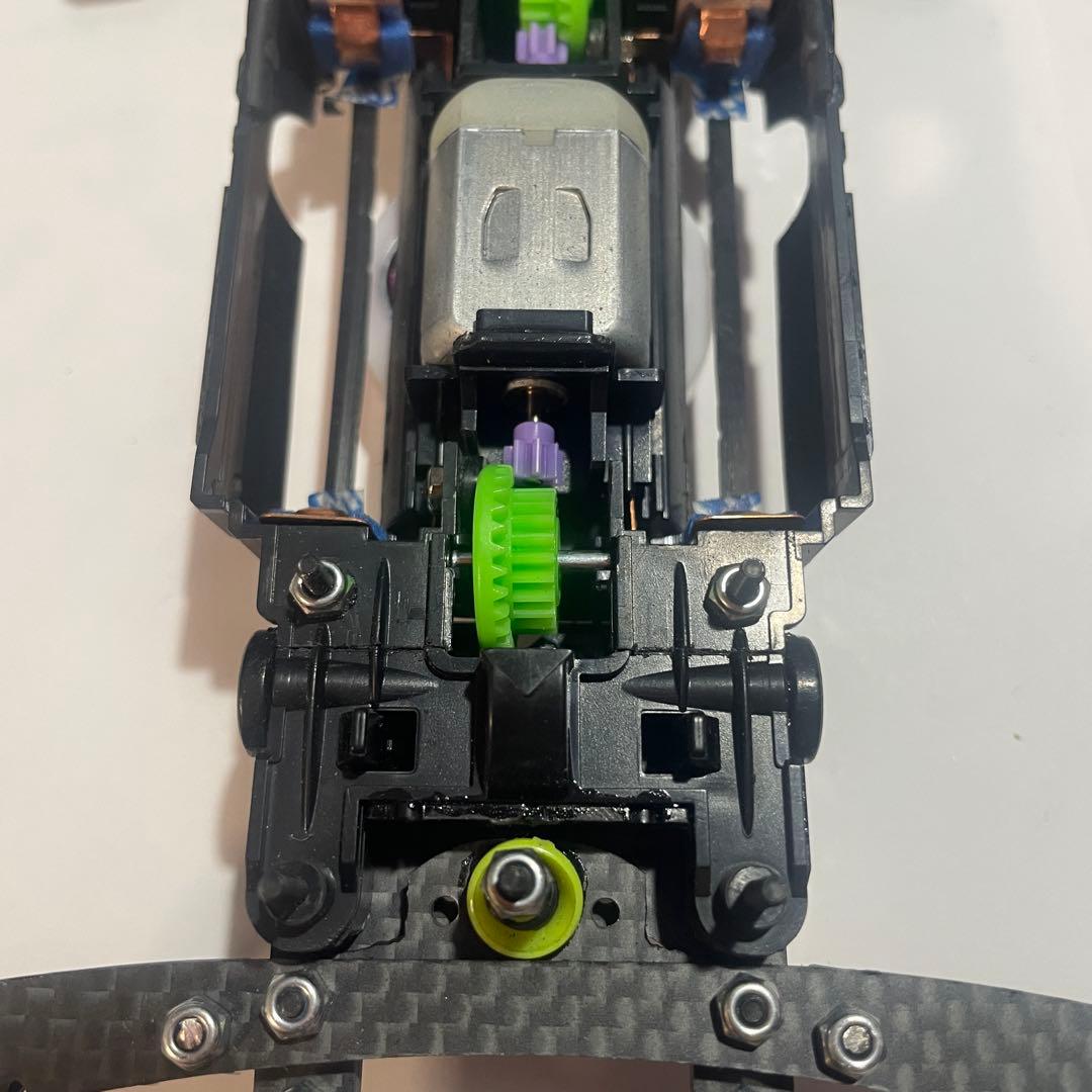 ミニ四駆　MSフレキ　フロントAT段下スラダン　1軸アンカー　提灯社外カーボン②