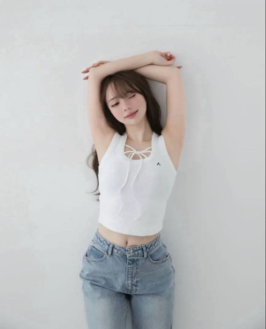 andmary Bella ribbon tops タンクトップ ホワイト