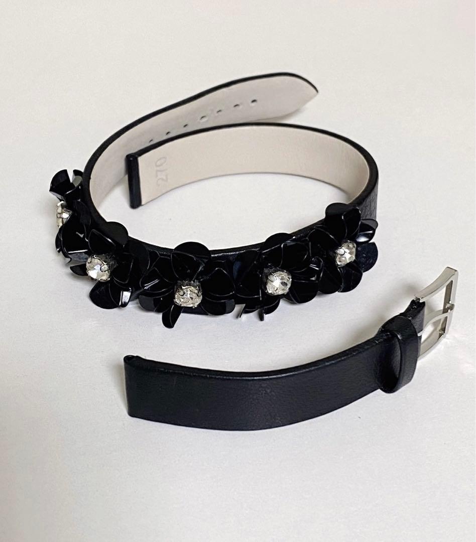 Poiray×CARVEN ポアレ カルヴェン マプルミエ 替えベルト 花 黒