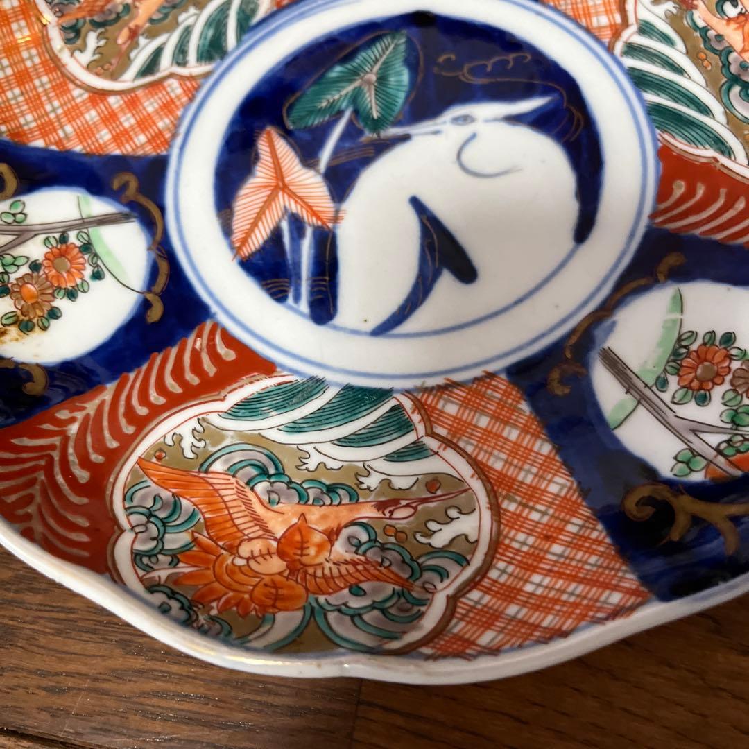 期間限定最終処分特価　古伊万里色絵　大皿五枚セット　完品　一枚おまけ　綺麗な状態