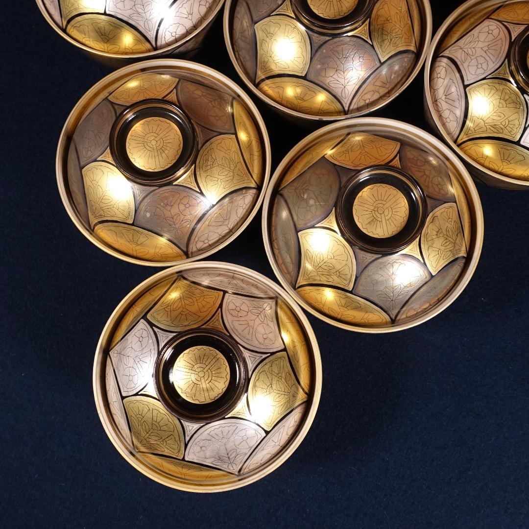 豪華絢爛 京焼 良斎作 金銀彩 蓋碗 蓋茶碗 6客