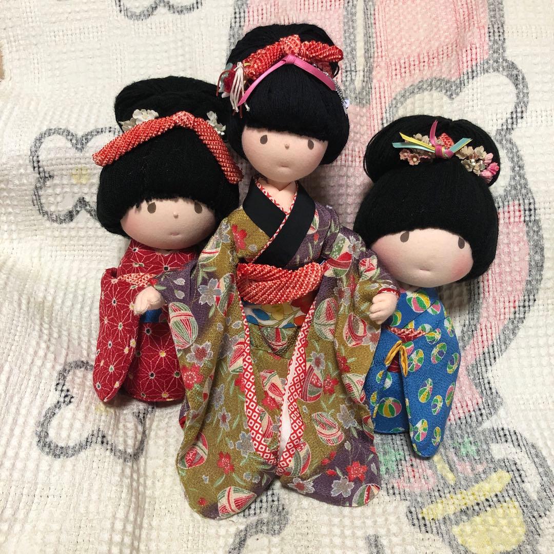 米山京子　米山京子風　和服　着物　人形　3体セット　中古品