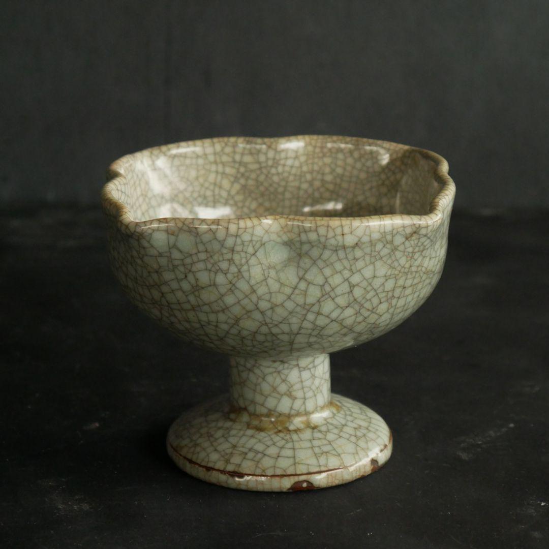 骨董 絵付け高脚杯