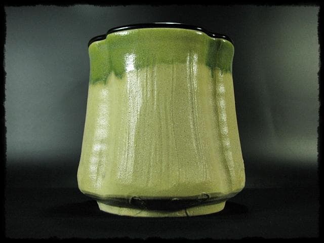 珍品！黄瀬戸織部 林 英仁 一重口 水指 茶道具 四方桟 共箱 上位品 f284