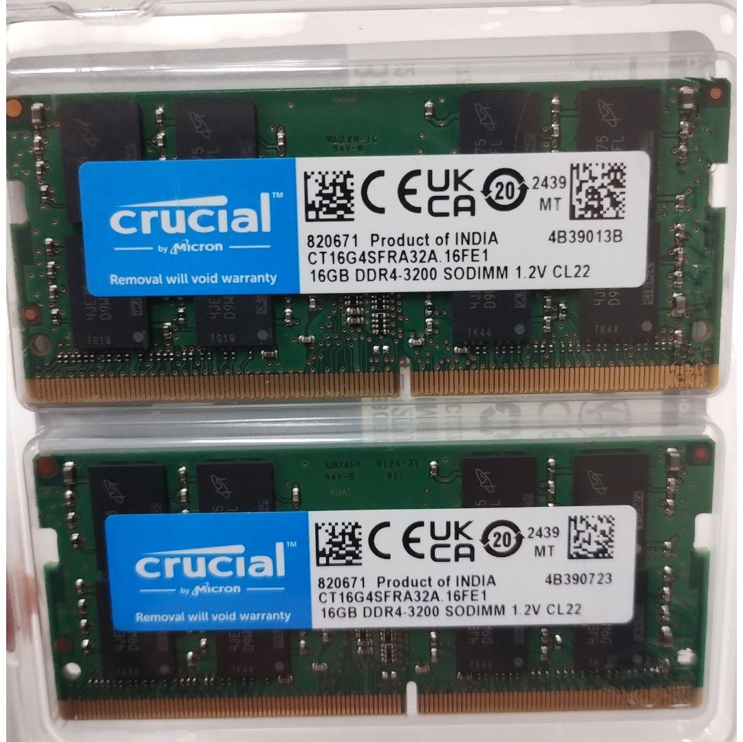 新品 Crucial ノートPC メモリ DDR4-3200 16GB × 2枚
