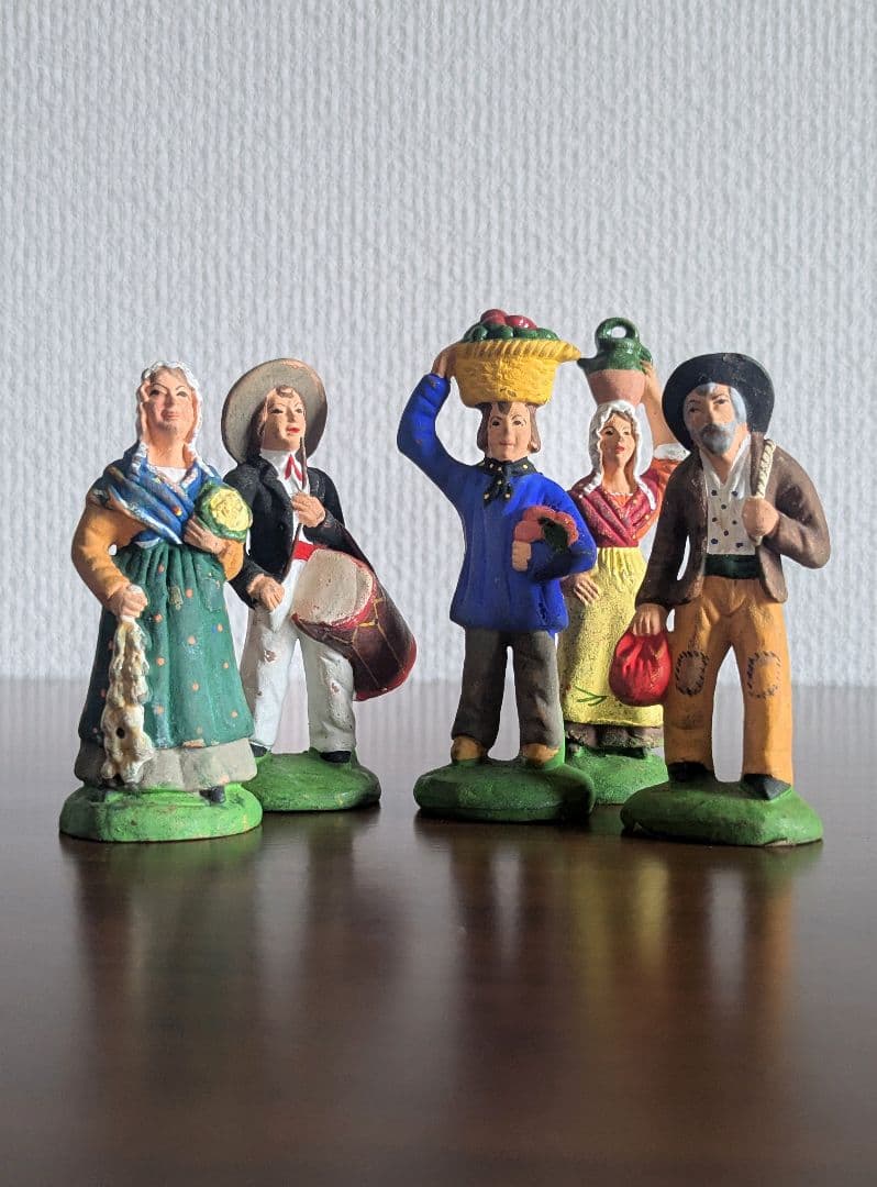 フランス ヴィンテージ サントン 人形 テラコッタ フィギュア 5点 置き物