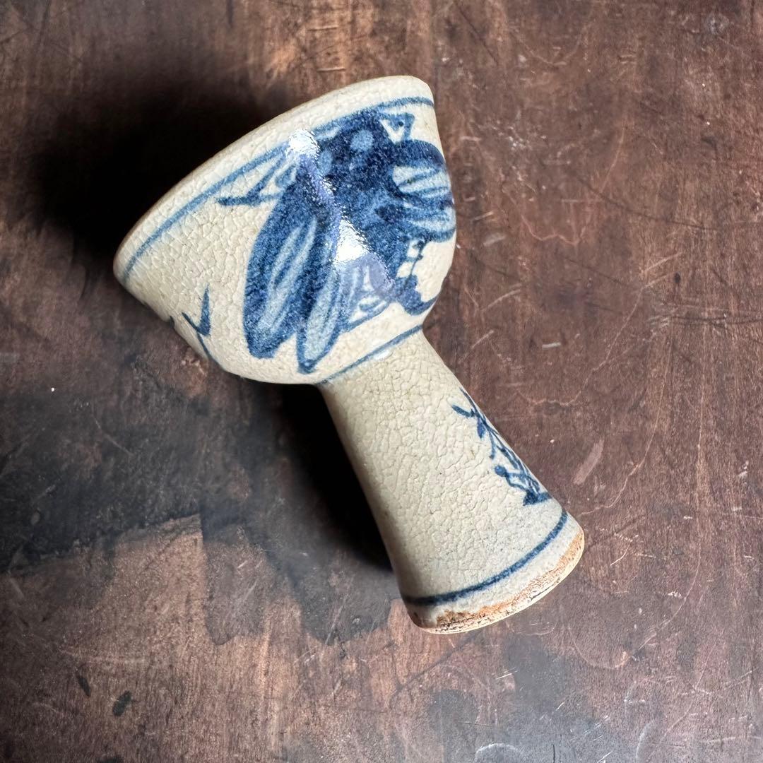 【希少】　青木木米　高足盃　珍品　古箱付き　江戸時代　盃　九谷焼　古伊万里