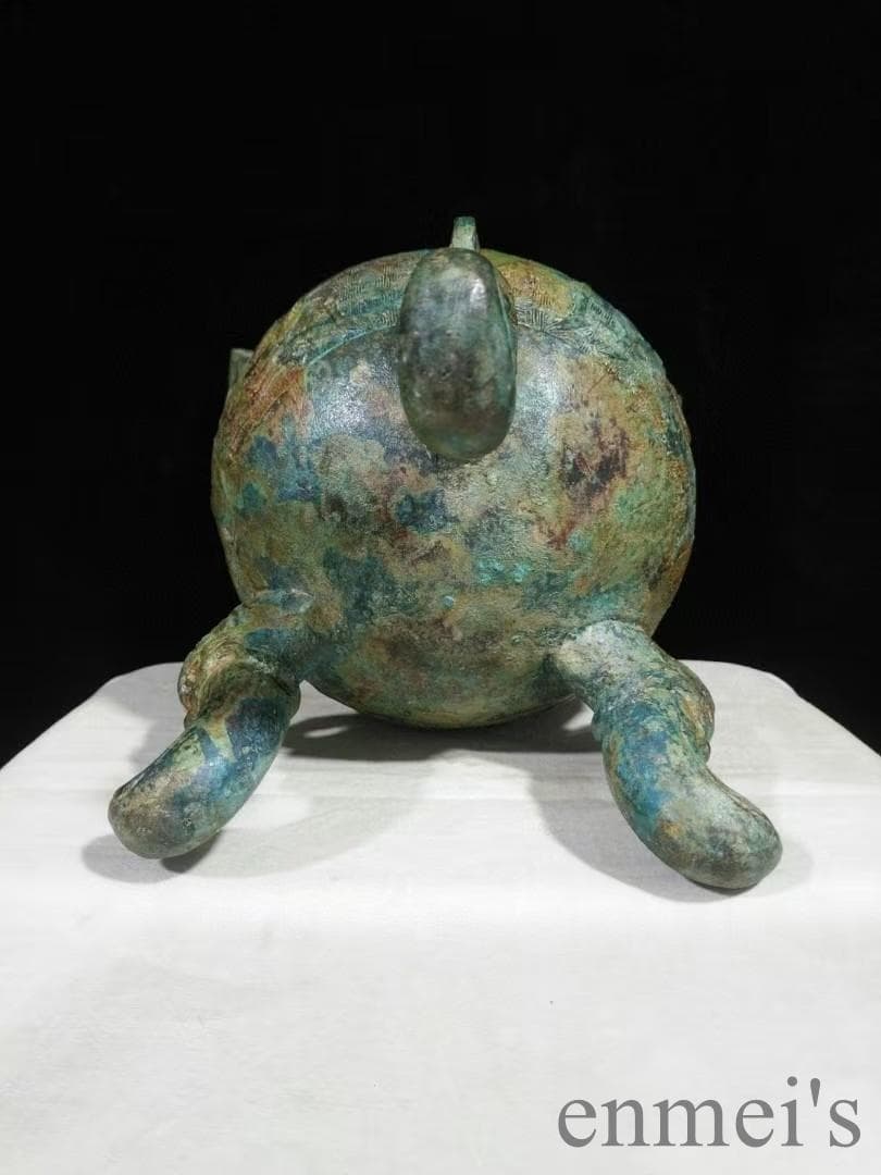 中国古美術 戦国 青銅器 朝冠耳香炉 禮器 香道具 風紋彫刻 芳香具 案頭 骨董