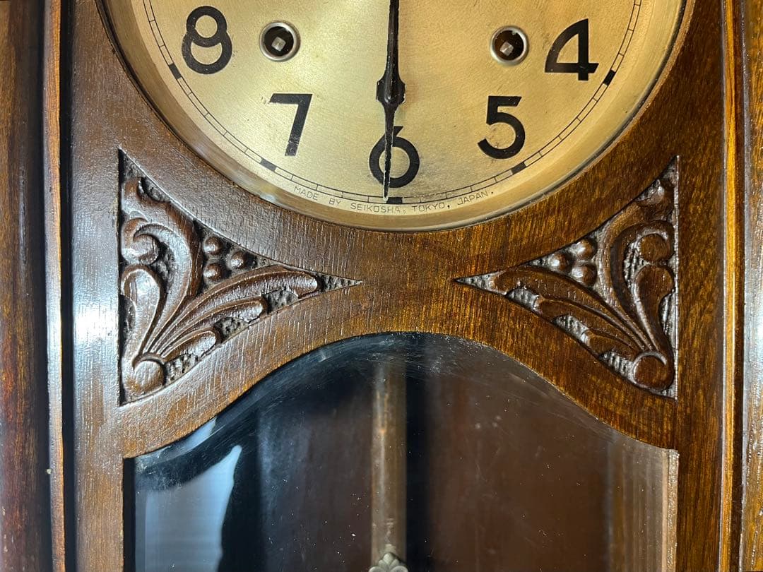 精工舎　デコ風合　柱時計　古時計　振り子　ゼンマイ　ボンボン　ユンハンス　レトロ