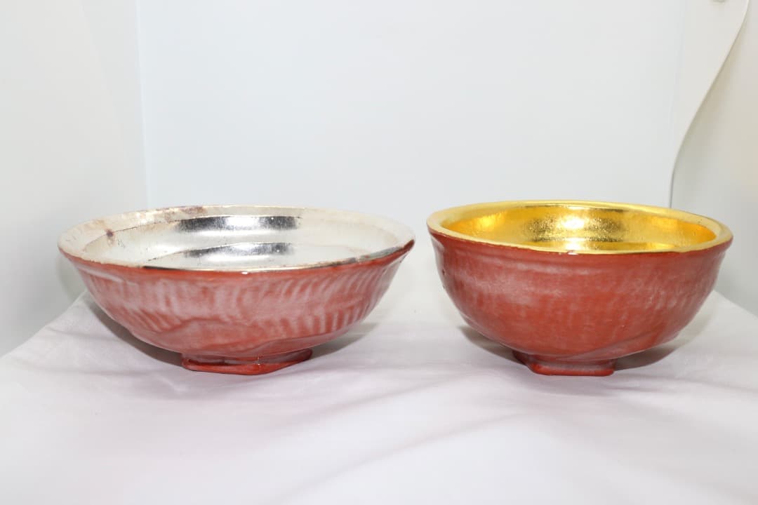 佐々木松楽 金銀 嶋台茶碗 金銀茶碗 茶道具 楽焼 共箱