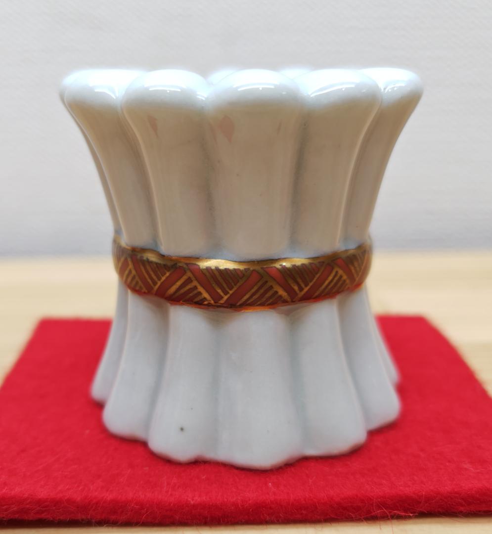 送料込【逢絢亭】茶道具 蓋置 九谷焼 菊の形 矢口永寿 共箱入り